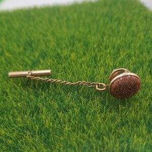 Orange Sparkle Glitter Gold Tone Tie Tack Overflow Menswear